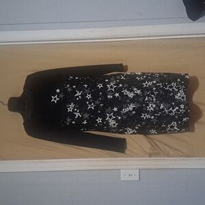Long sleeve Lula Roe black dress with white stars, size Large
